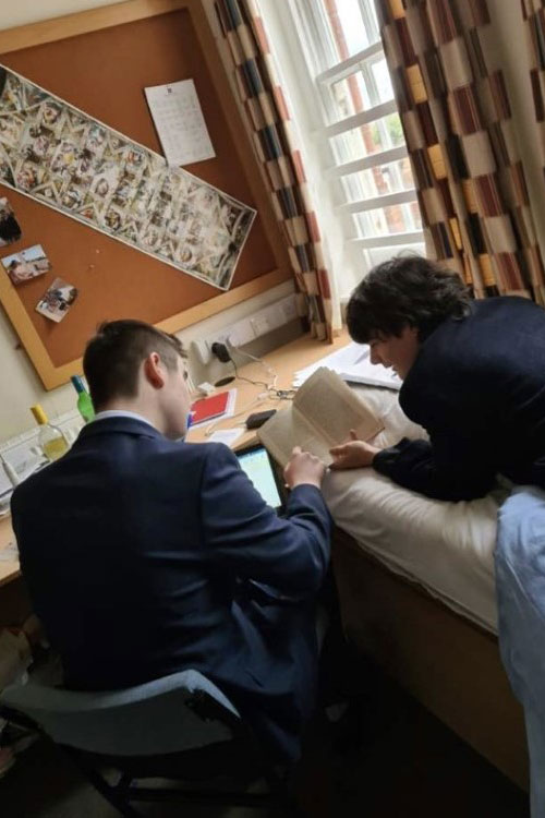 Students debating remotely