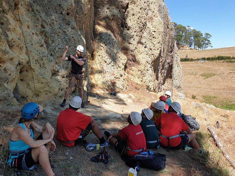 Tom, Head of Adventure, on trip with students