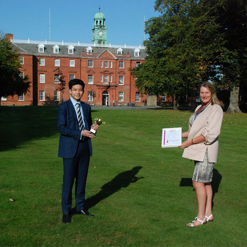 Salopian Being Presented His KAZ Worldwide Touch-Typing Award