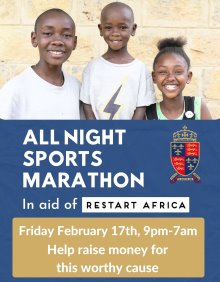 All Night Sports Marathon returns to raise money for Restart Africa All Night Sports Marathon returns to raise money for Restart Africa