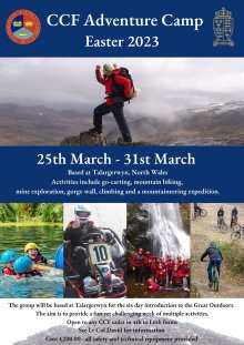 Places available for Third and Fourth Formers in upcoming CCF Adventure Camp 